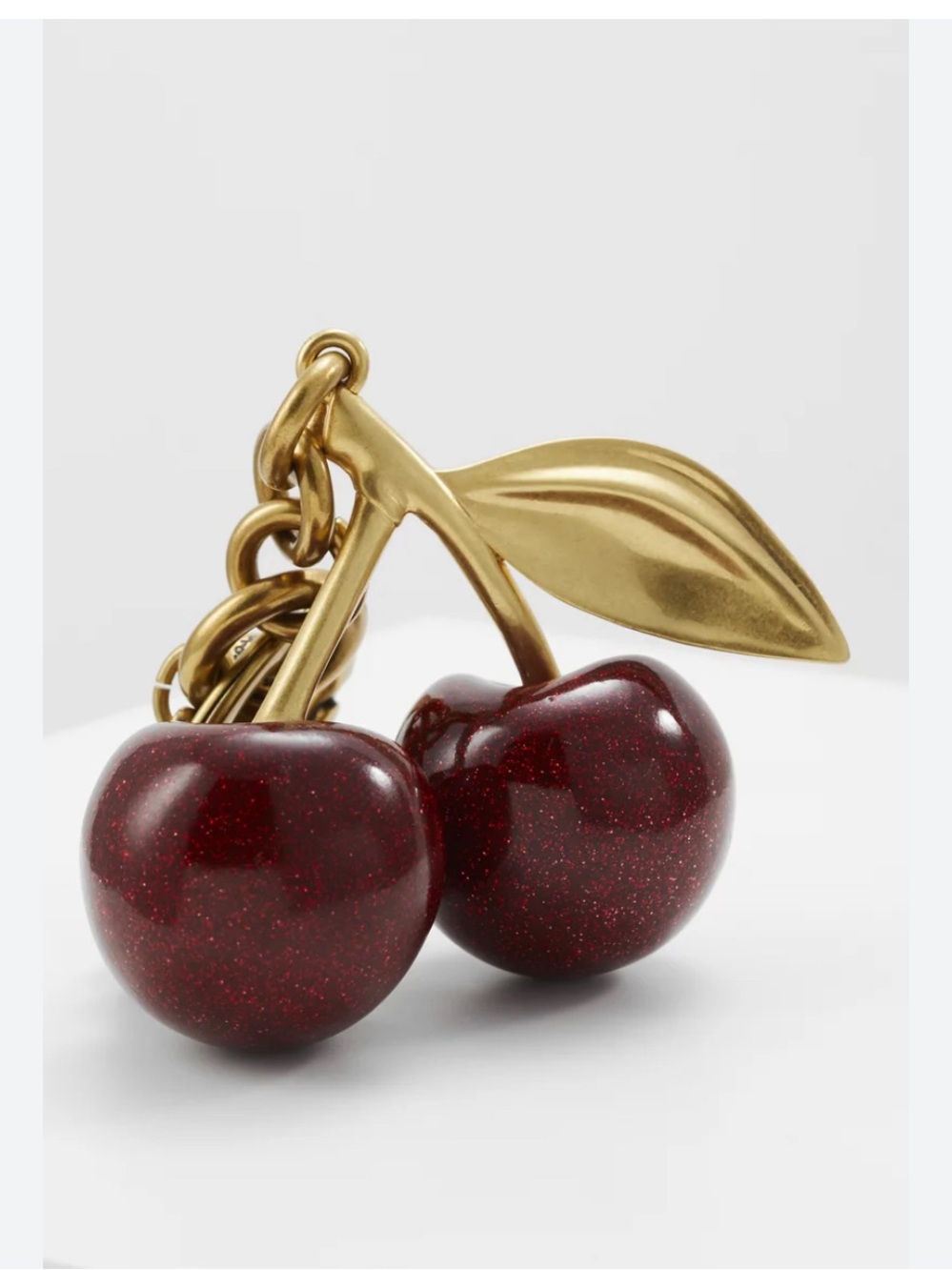 Coach Gold-Tone Cherry Key Chain with Sparkling Burgundy Cherries